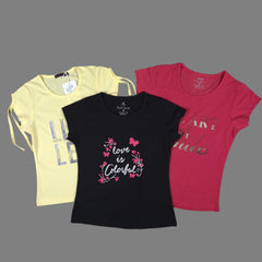 CB - 001 GIRLS COTTON T-SHIRT PACK OF 3