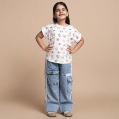 YB-16 PREMIUM KIDS GIRLS FANCY A.O.P CROP TOP