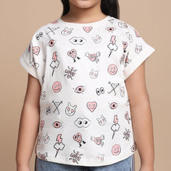 YB-16 PREMIUM KIDS GIRLS FANCY A.O.P CROP TOP