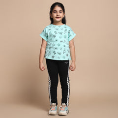 YB-16 PREMIUM KIDS GIRLS FANCY A.O.P CROP TOP