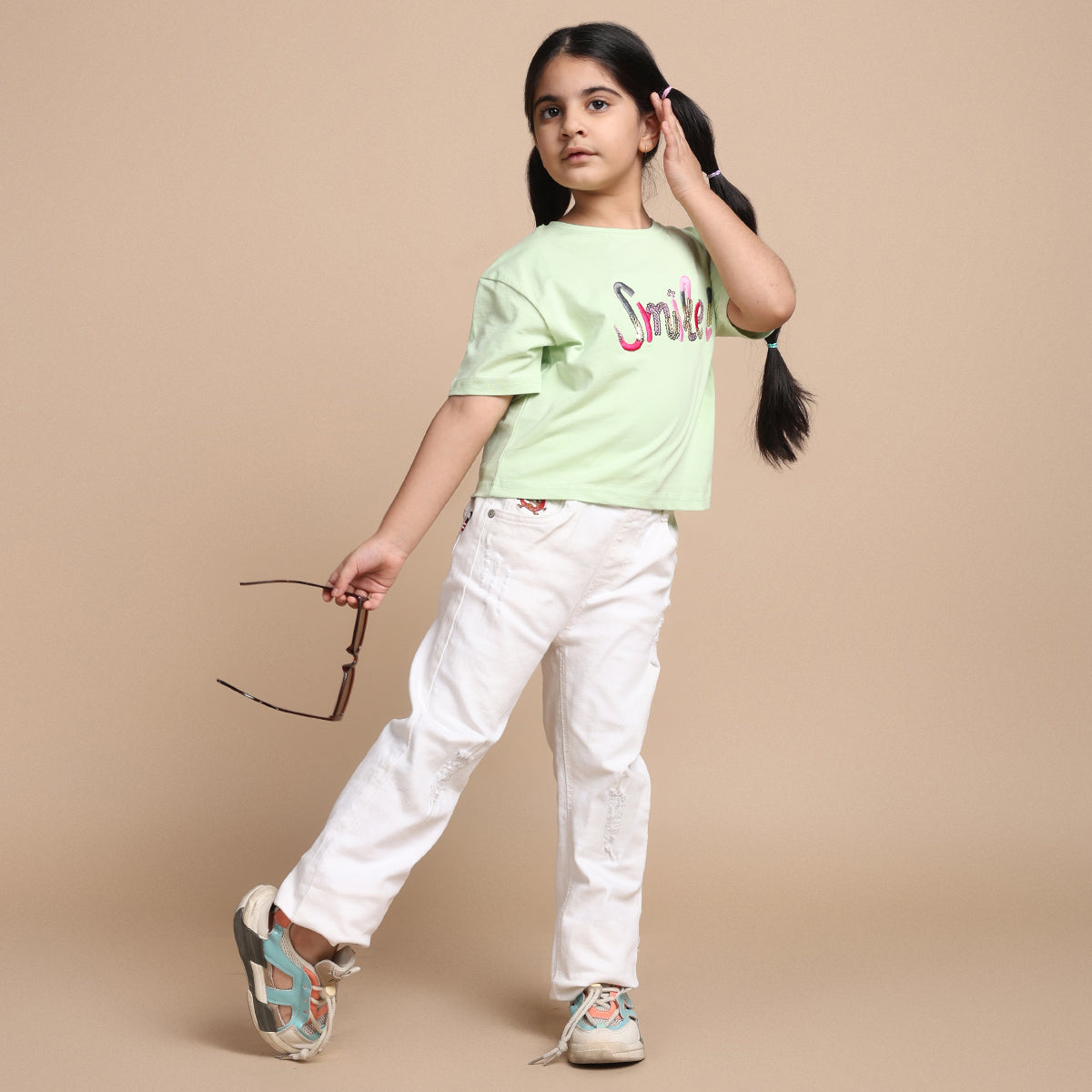 YB-12 PREMIUM KIDS GIRLS EMBROIDERY CROP TOP