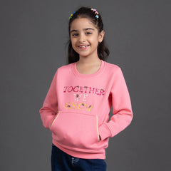 YB 7210   PINK COLOR SEQUIN EMBROIDERY SWEATSHIRT