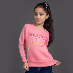 YB 7210   PINK COLOR SEQUIN EMBROIDERY SWEATSHIRT