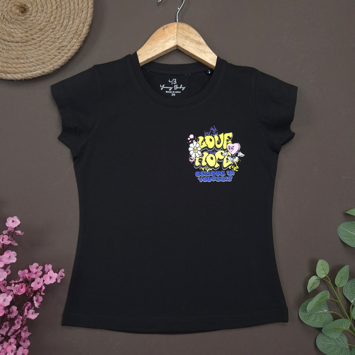 YB-02 KIDS GIRLS PREMIUM SIDE PRINTED T SHIRT