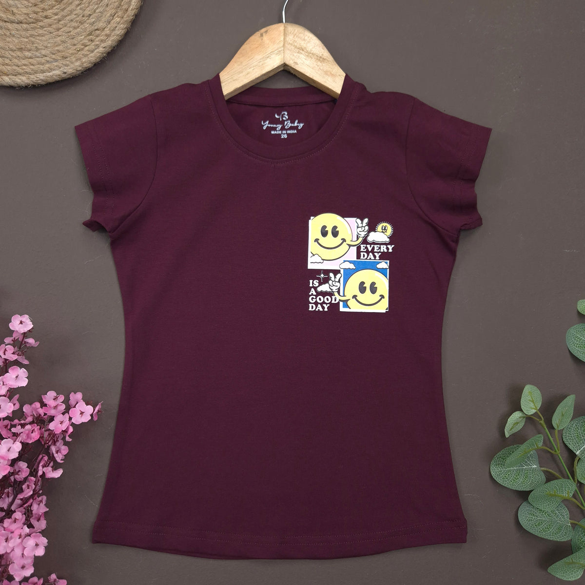 YB-01 KIDS GIRLS PREMIUM SIDE PRINTED T SHIRT