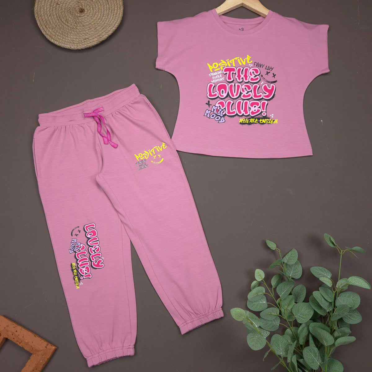 YB-81  KIDS GIRLS COTTON LYCRA CO-ORD SET