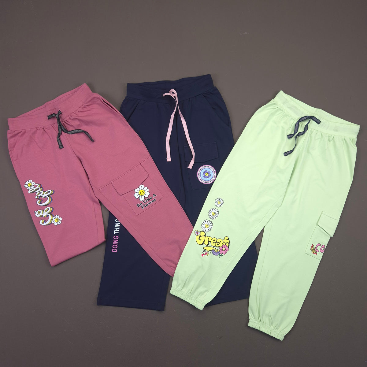 YB-COMBO-924 KIDS GIRLS  JOGGERS PACK OF 3