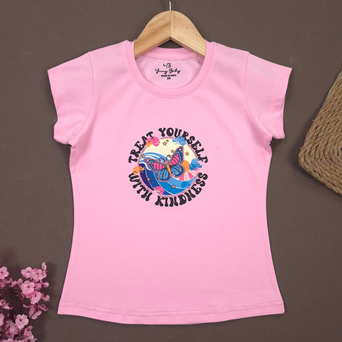 YB-03 KIDS GIRLS PREMIUM STONE WORK T SHIRT