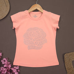 YB-07 KIDS GIRLS PREMIUM STONE WORK T SHIRT