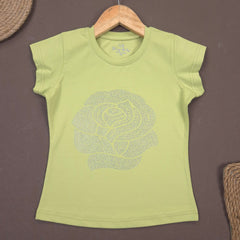 YB-07 KIDS GIRLS PREMIUM STONE WORK T SHIRT