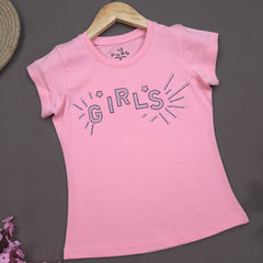 YB-08 KIDS GIRLS PREMIUM STONE WORK T SHIRT