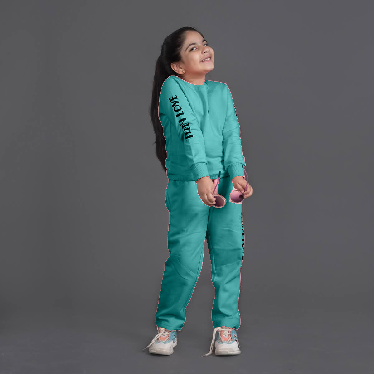 YB 7245  WINTER CO-ORD SET  PREMIUM COTTON FLEECE AQUA