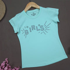 YB-08 KIDS GIRLS PREMIUM STONE WORK T SHIRT