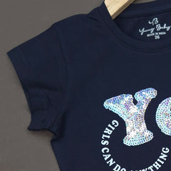 YB-09 KIDS GIRLS PREMIUM EMBROIDERY T SHIRT