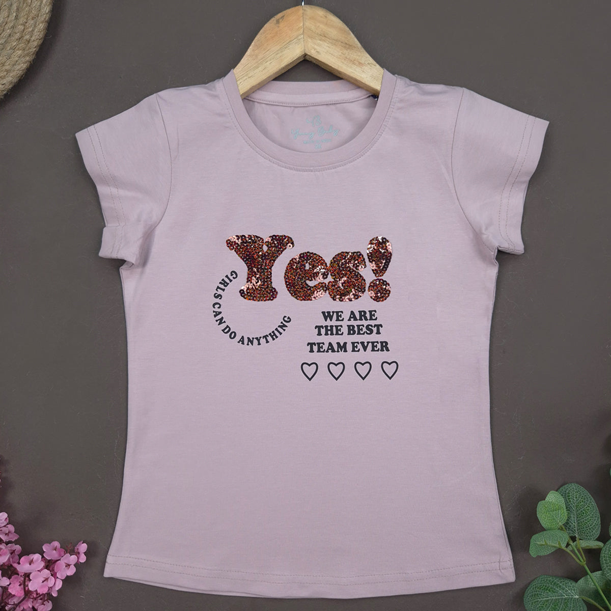 YB-09 KIDS GIRLS PREMIUM EMBROIDERY T SHIRT