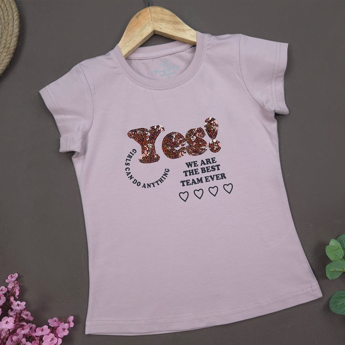 YB-09 KIDS GIRLS PREMIUM EMBROIDERY T SHIRT