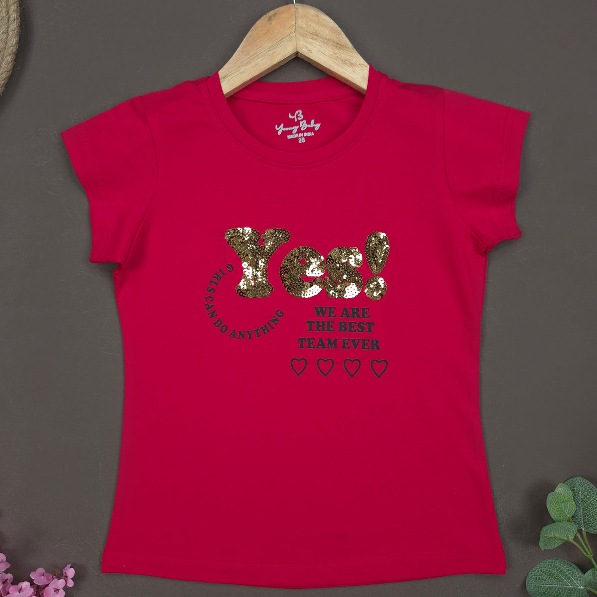 YB-09 KIDS GIRLS PREMIUM EMBROIDERY T SHIRT