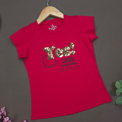 YB-09 KIDS GIRLS PREMIUM EMBROIDERY T SHIRT