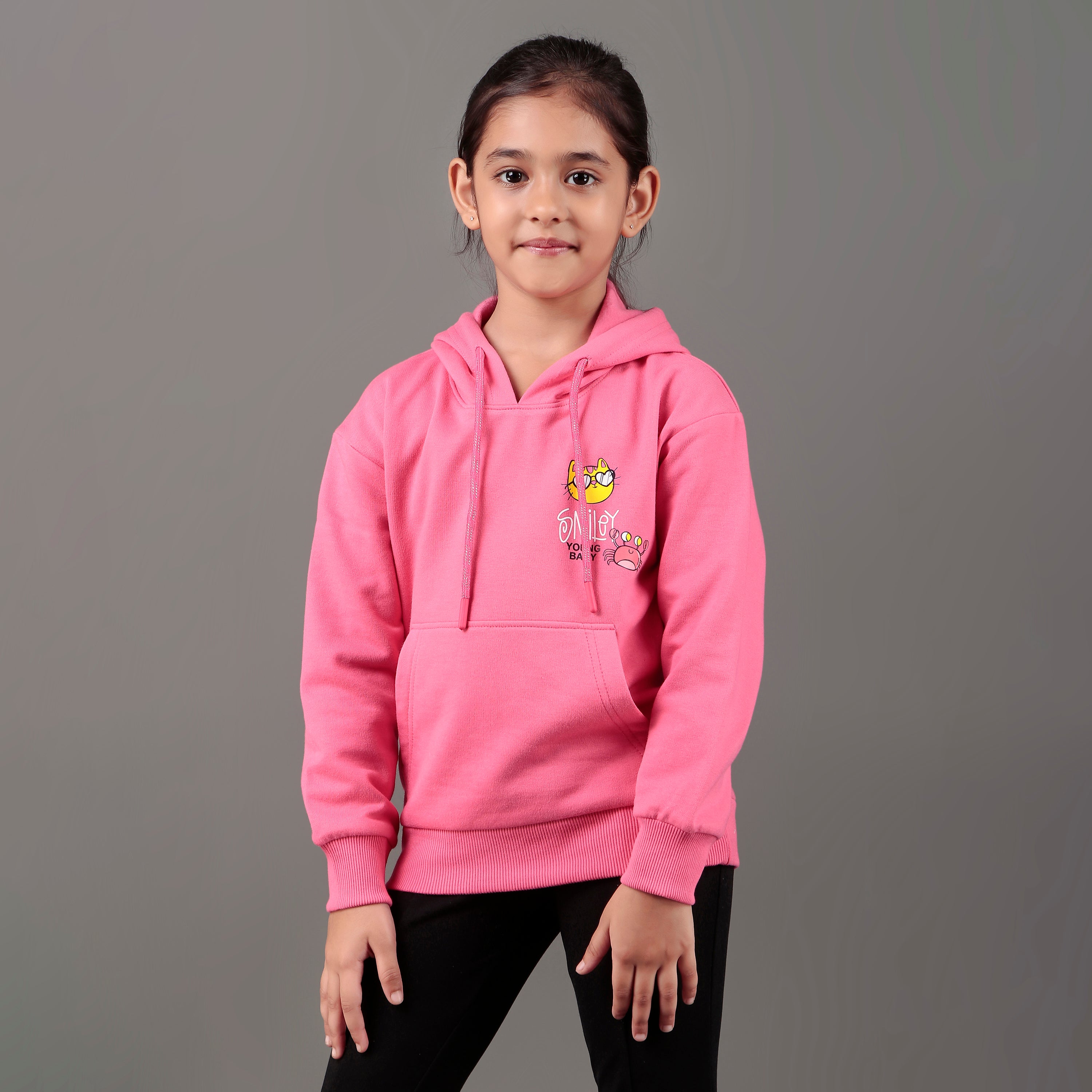 YB 1203 HOT PINK HOODIE SWEATSHIRT IN COTTON