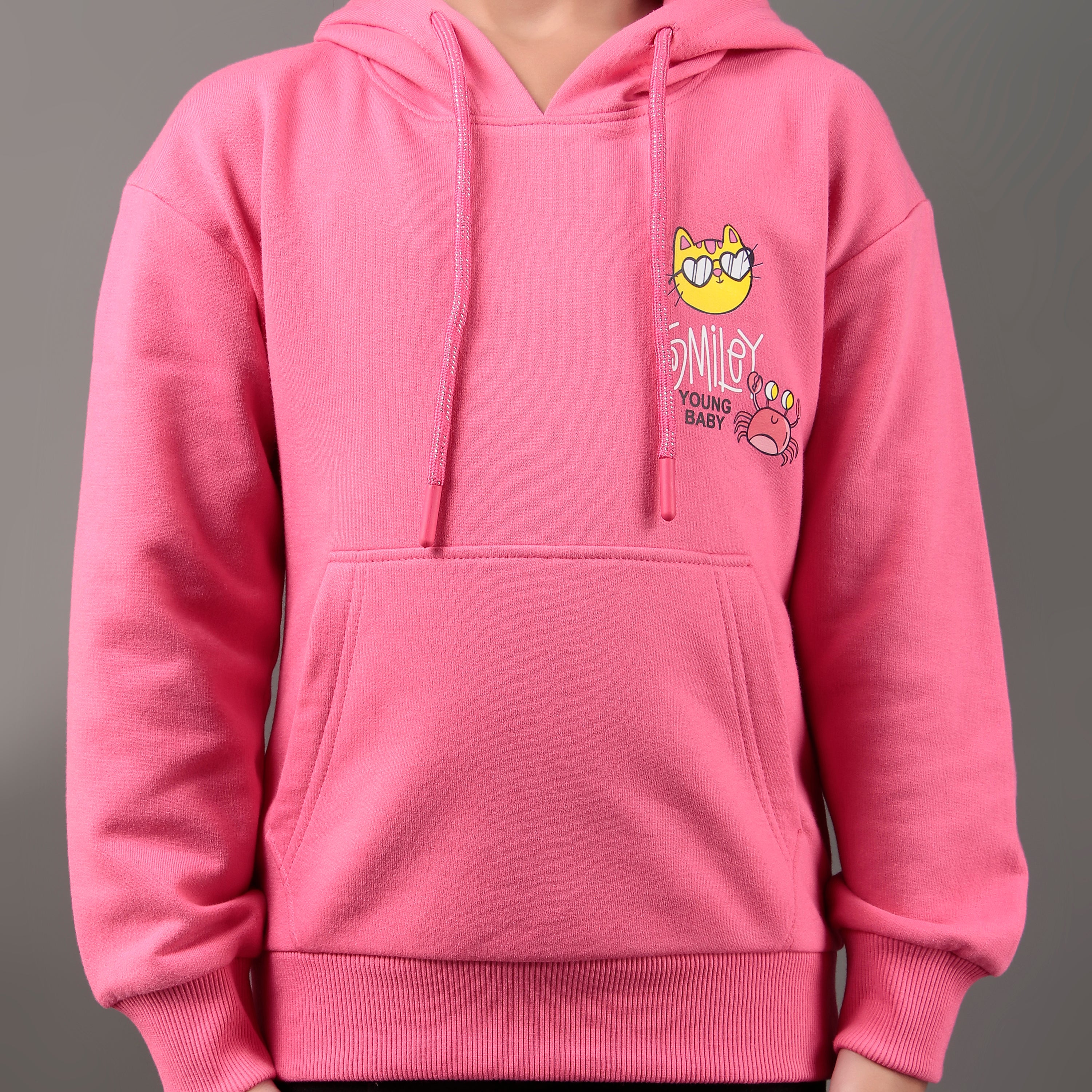 YB 1203 HOT PINK HOODIE SWEATSHIRT IN COTTON