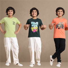 YB-816 Pack of 3 Boys chested Printed T shirt