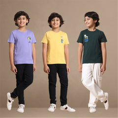 YB-811 Pack of 3 Boys chested Printed T shirt