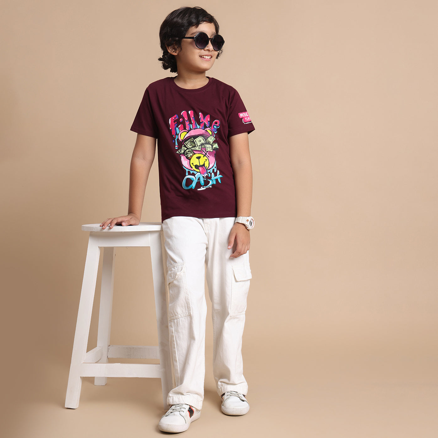 YB-23 WINE BOYS  FRONT BACK PRINT T-SHIRT