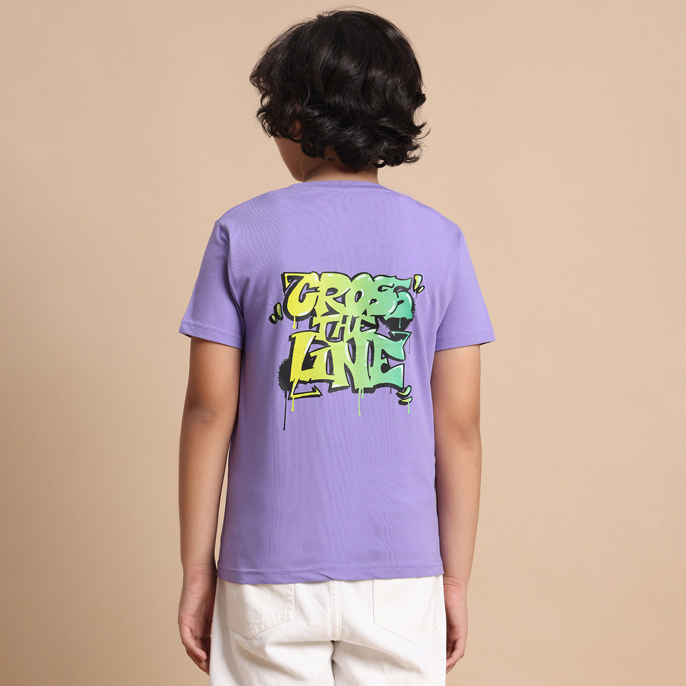 YB-27 D.LAVENDER BOYS  FRONT BACK PRINT T-SHIRT