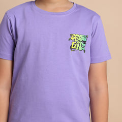 YB-27 D.LAVENDER BOYS  FRONT BACK PRINT T-SHIRT