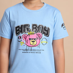 YB-28 SKY BLUE  BOYS  FRONT BACK PRINT T-SHIRT