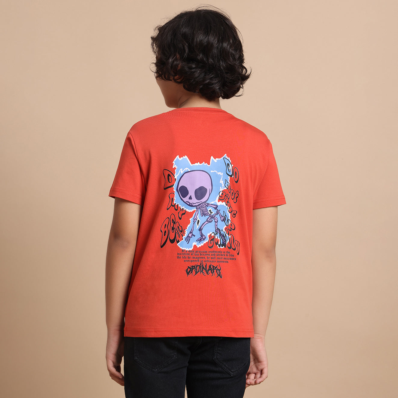 YB-27 RUST BOYS  FRONT BACK PRINT T-SHIRT