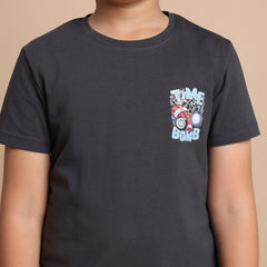 YB-27 GREY BOYS  FRONT BACK PRINT T-SHIRT